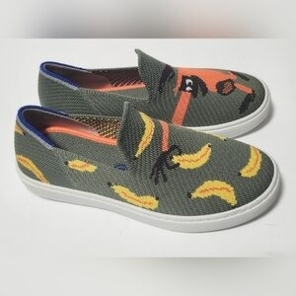 Kids Slip-On Sneakers with Banana Pattern - Olive Green 10